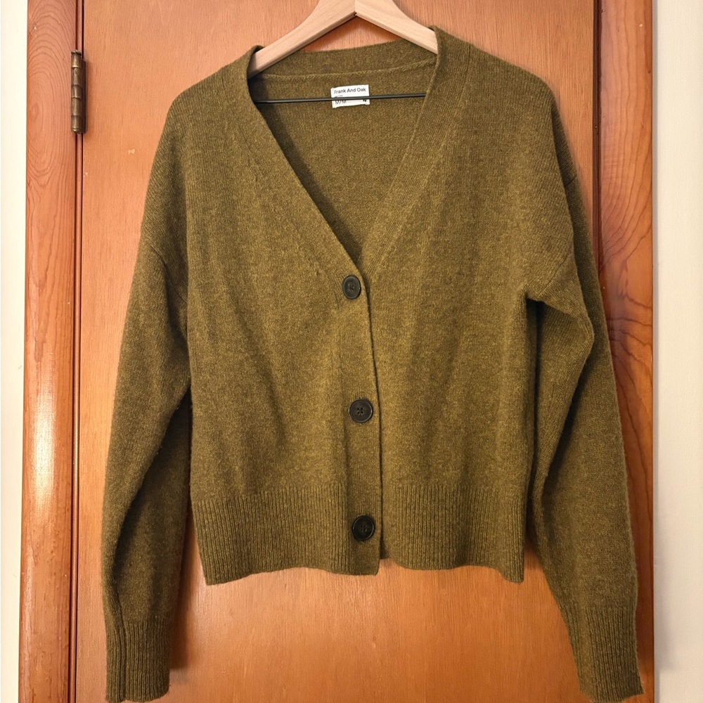 Frank & Oak Moss Green Cardigan Sweater